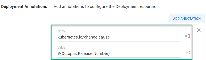 Octopus kubernetes deployment annotation