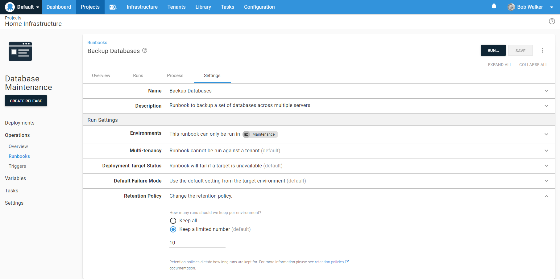 Database backup retention policy