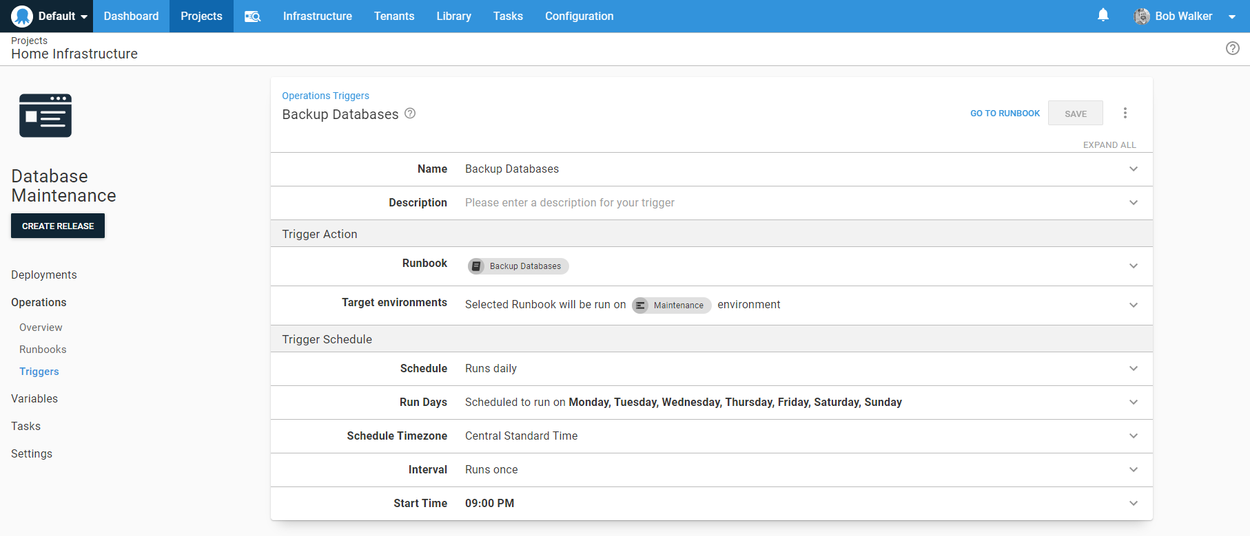 Database backup trigger