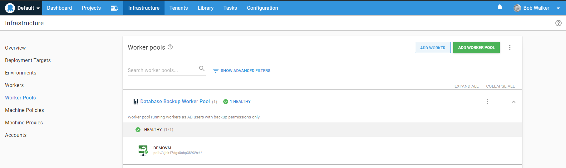 Database backup worker pool