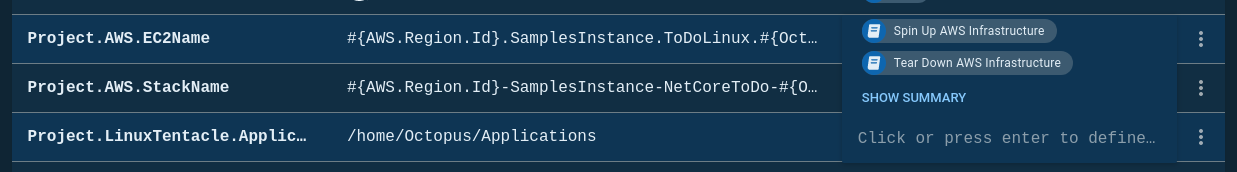 Octopus scope variables to runbook
