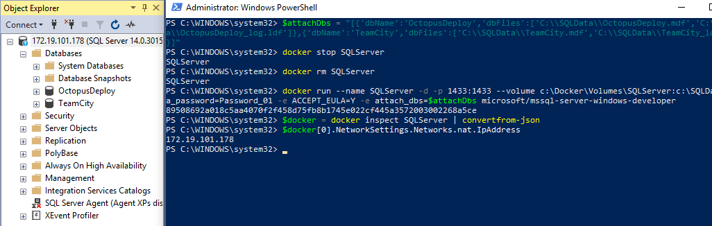 Attach dbs with sql server