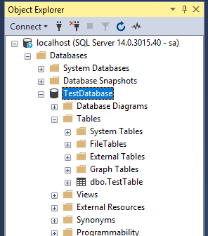 Create table inside instance