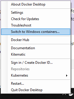Docker desktop switch to windows containers