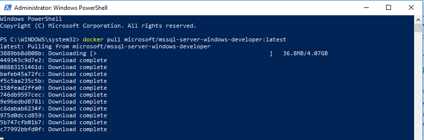 Docker download sql server