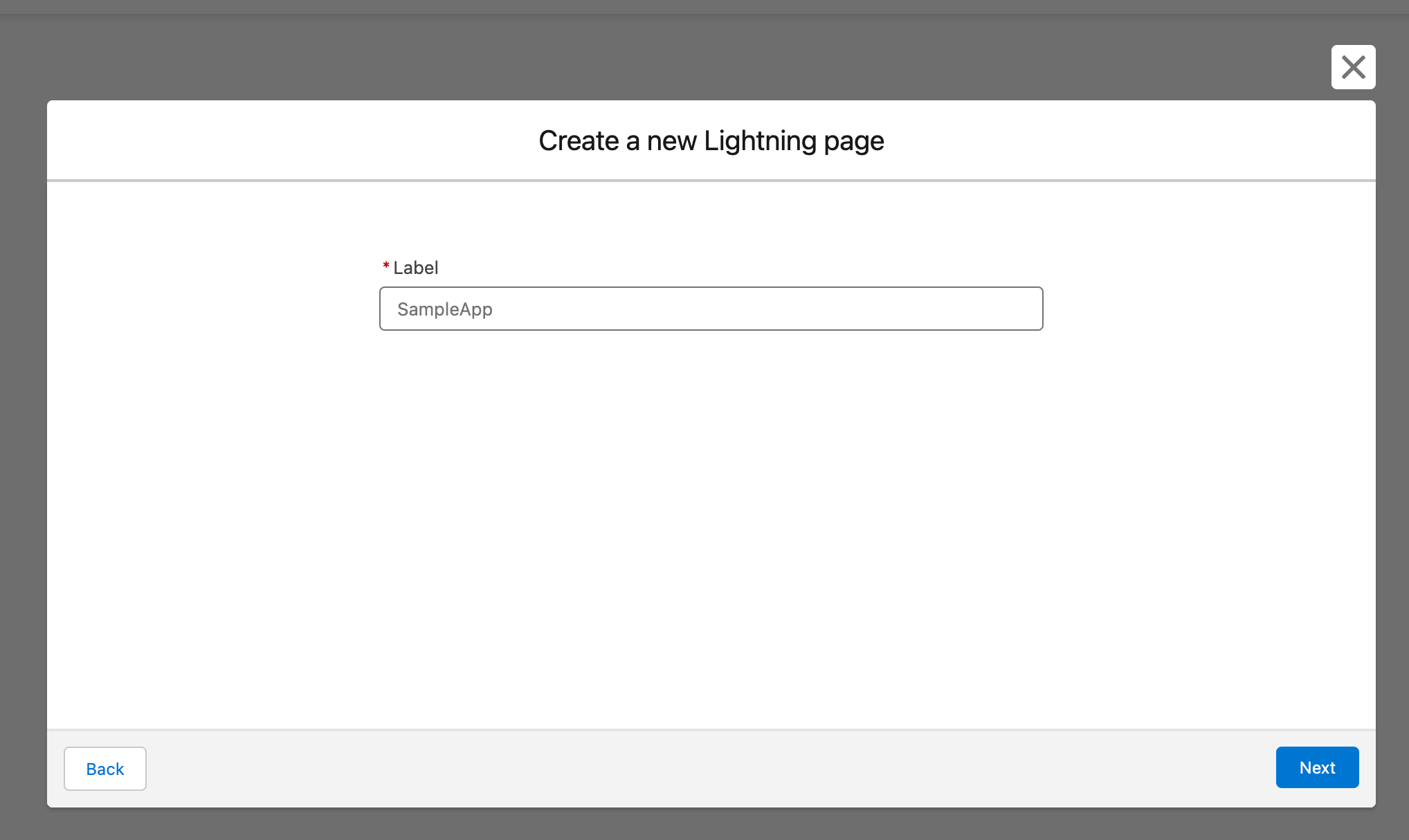 New Lightning App Wizard Page 2