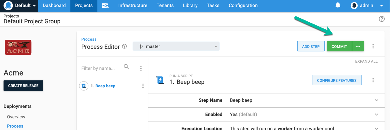 Commit button