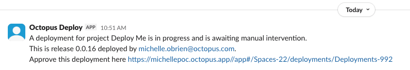 Screenshot showing a process with a slack step