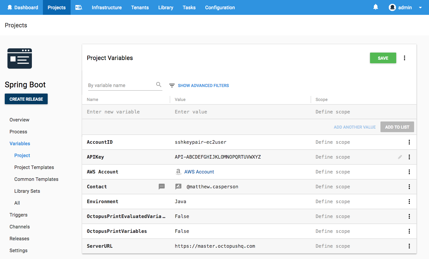 Project Variables