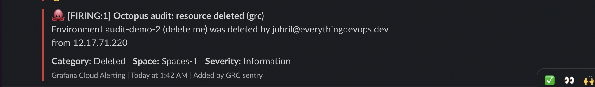 Slack GRC alert