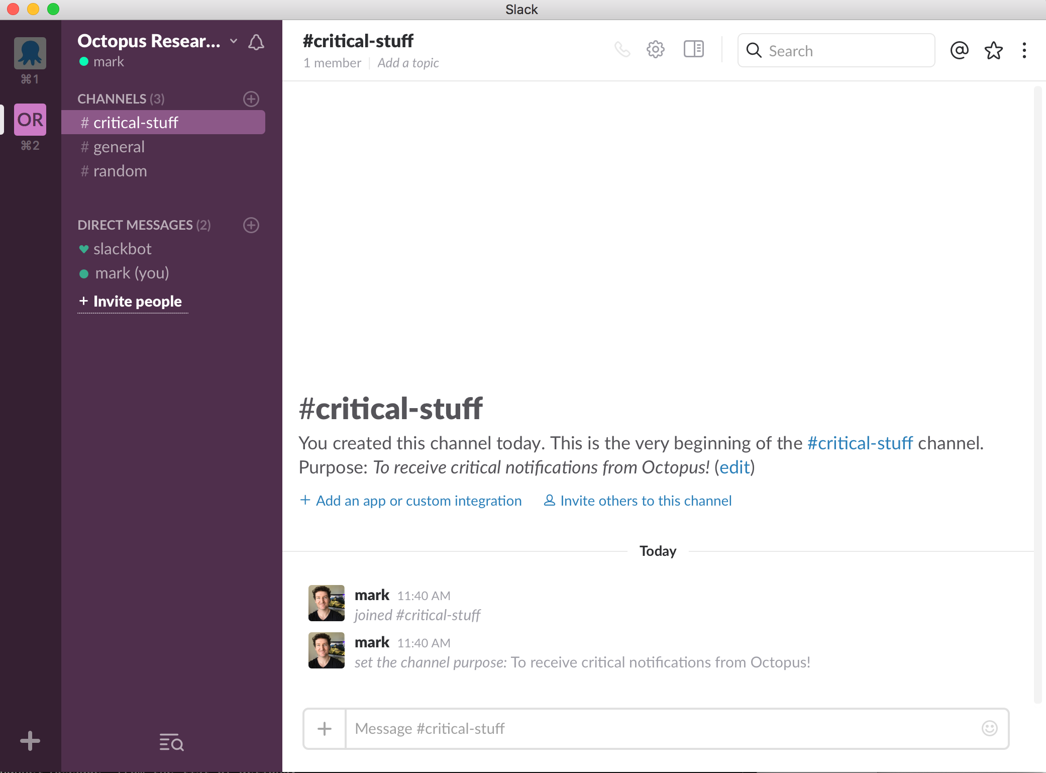 Slack new channel