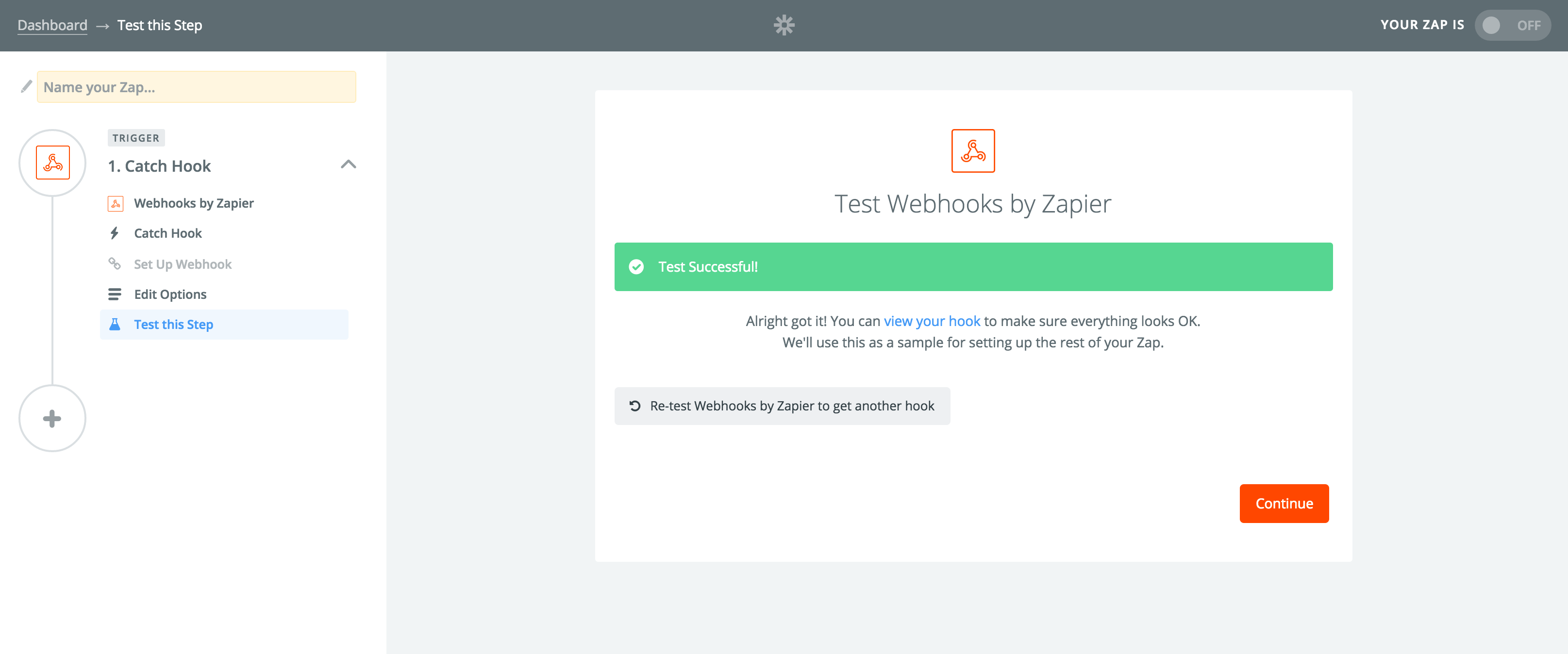 Zapier successful test
