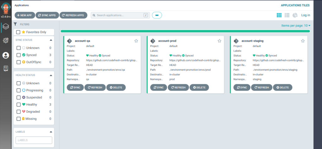 Argo CD applications with environment naming