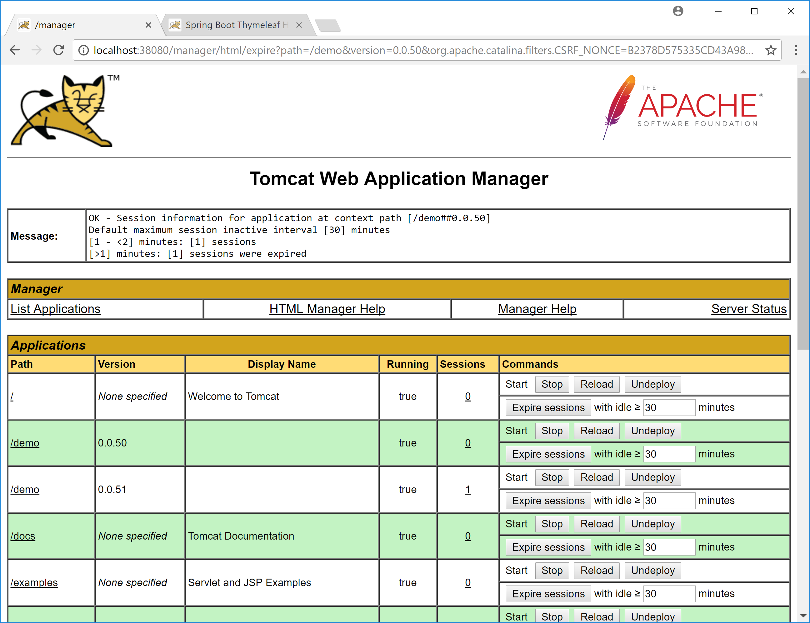 Tomcat expired sessions