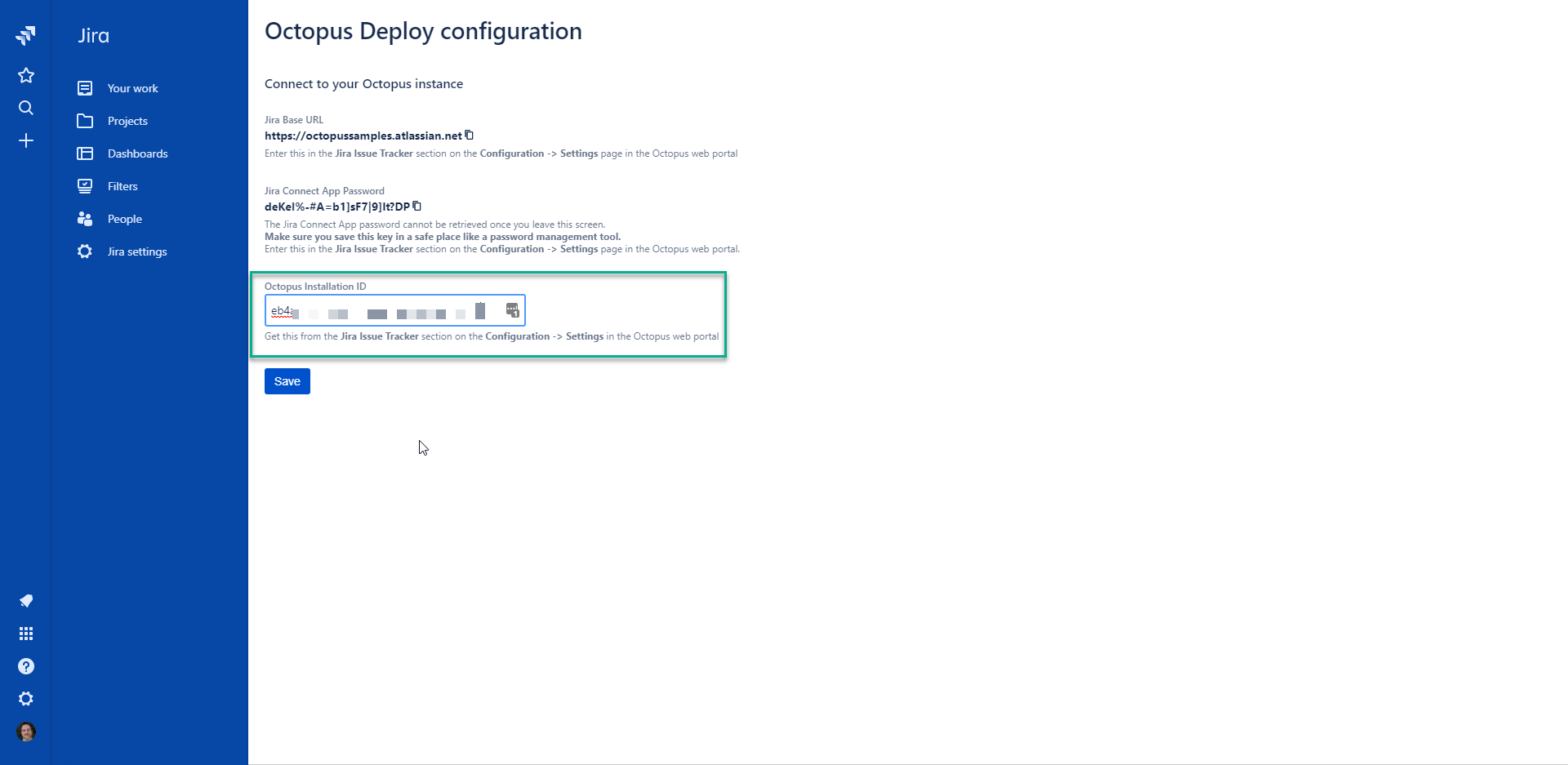 Jira octopus deploy installation id