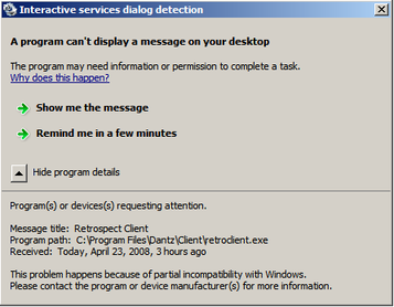 Interactive services dialog