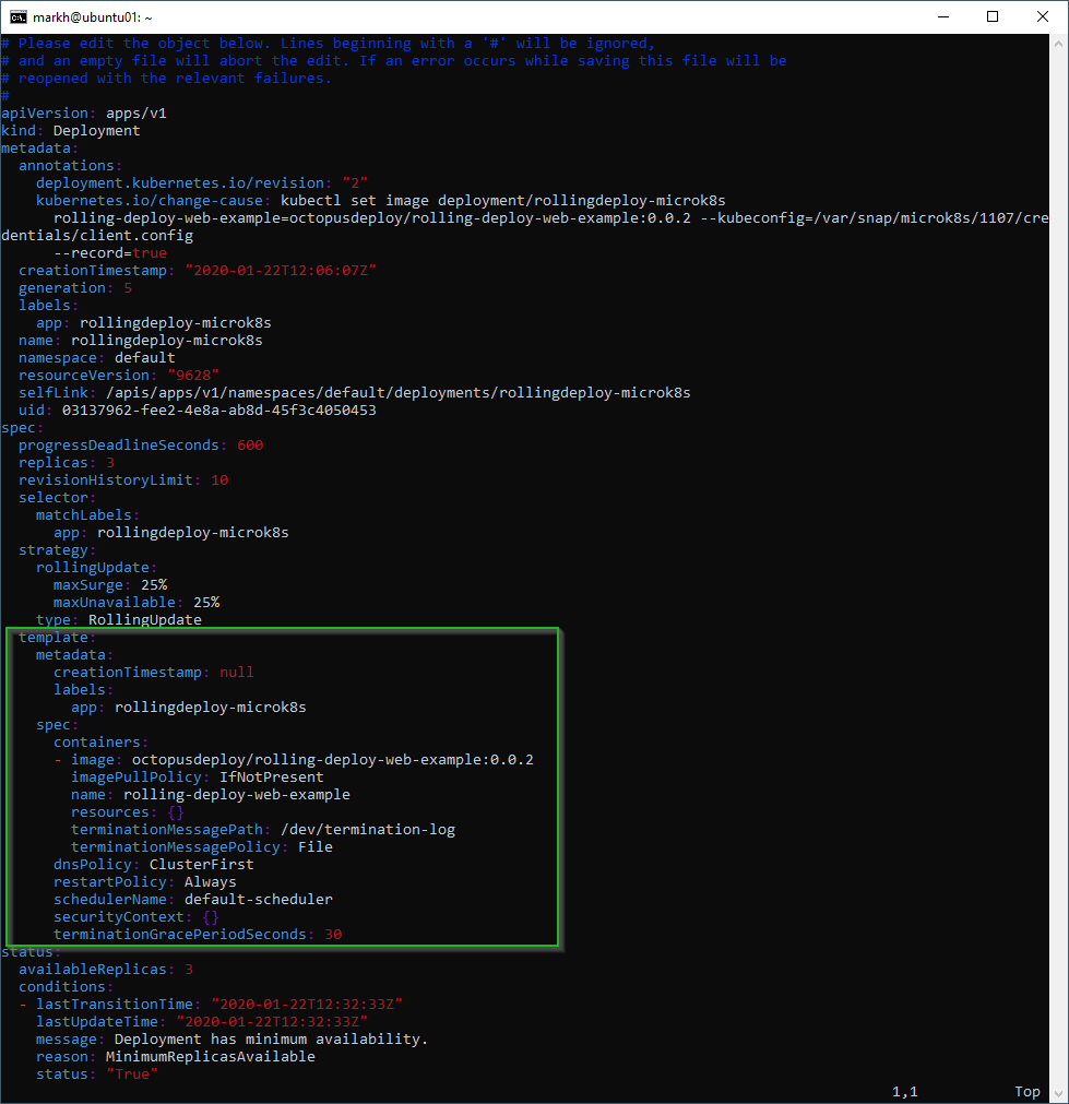 Kubectl edit deployment