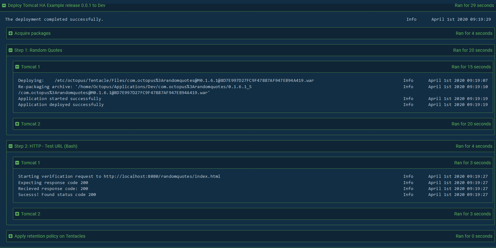 Deployment result