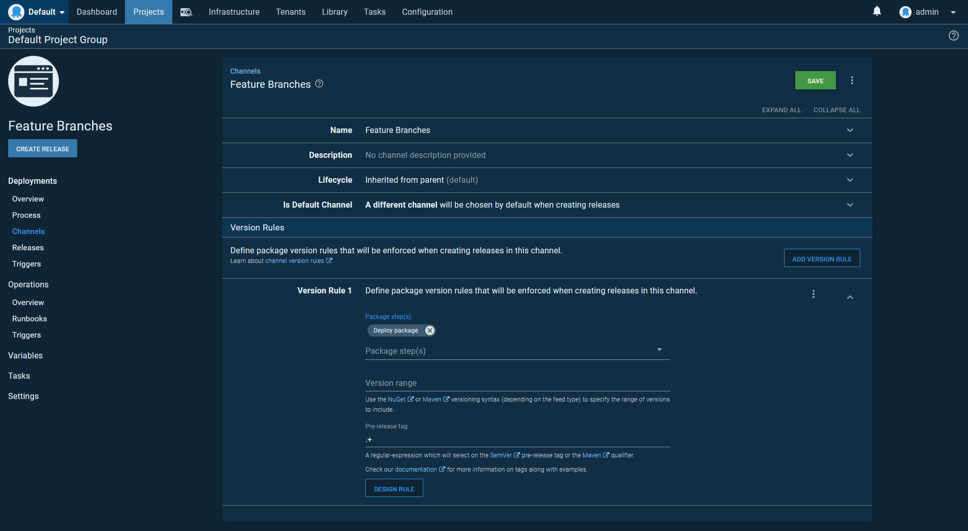 Feature branch channel
