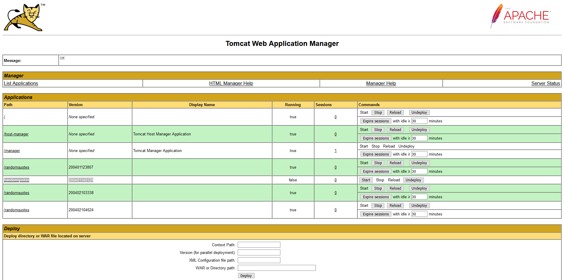 Stopped application