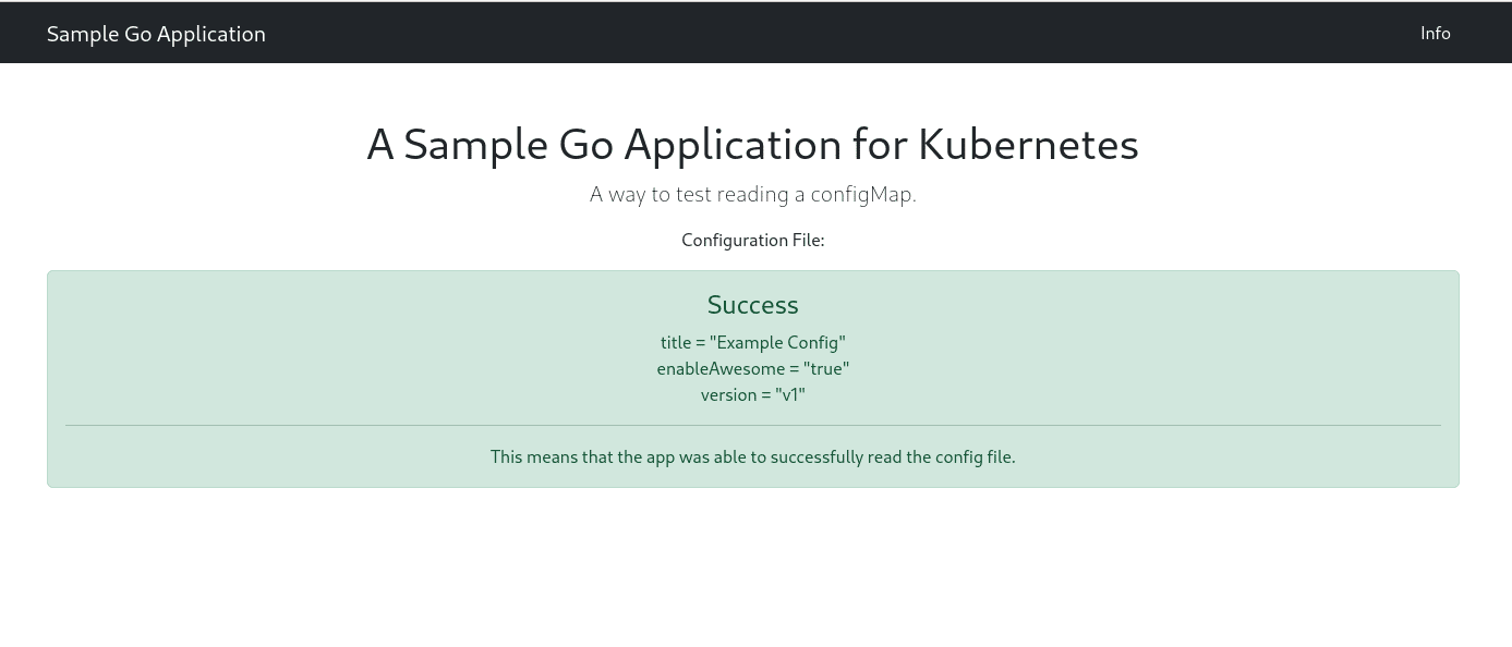 Application reading ConfigMap v1