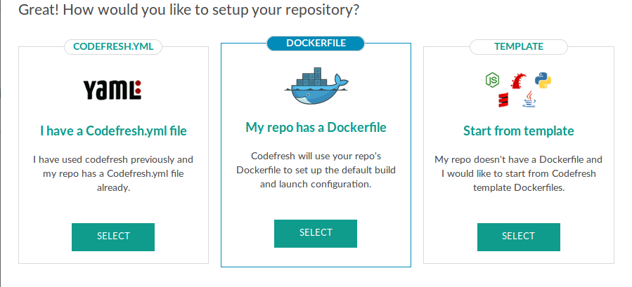 Codefresh build method selection