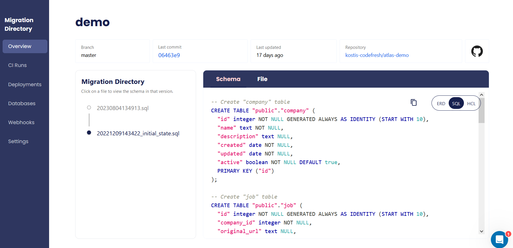Atlas Cloud schema contents