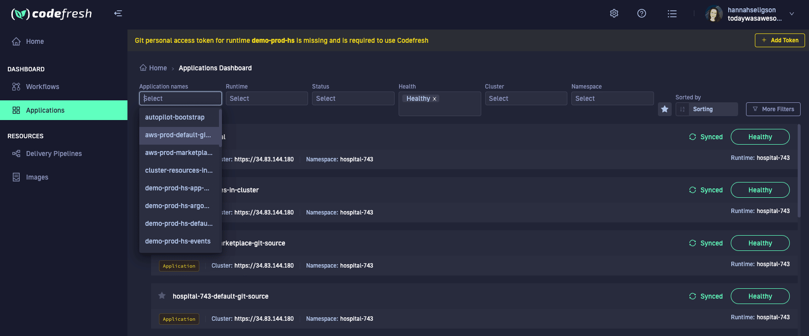Codefresh Software Delivery Platform multi-cluster pipeline