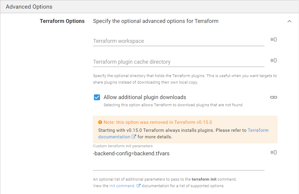 Octopus Custom Terraform Init Parameters