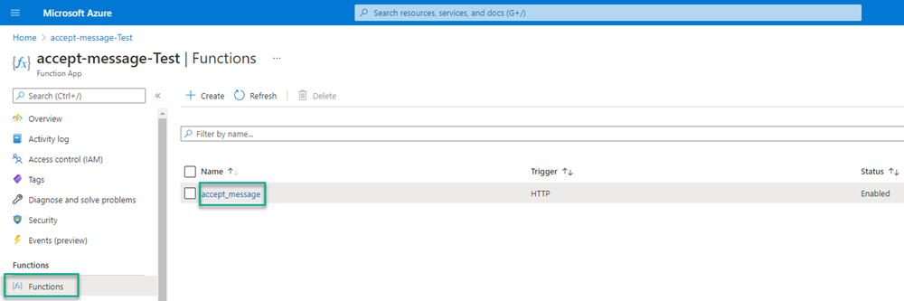 Azure portal function
