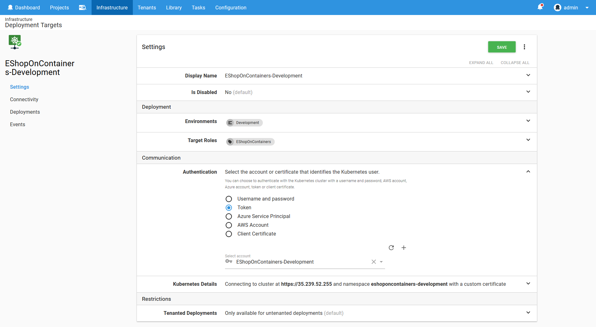 Kubernetes targets