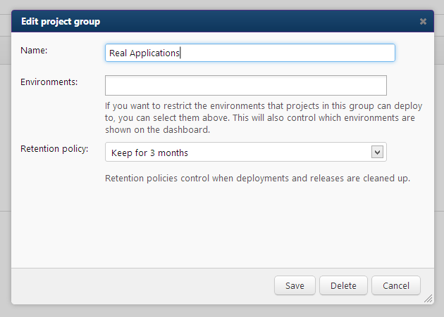 Setting the retention policy
