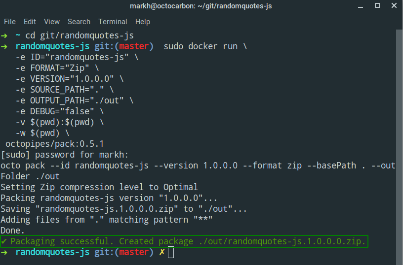 docker run octopipes pack