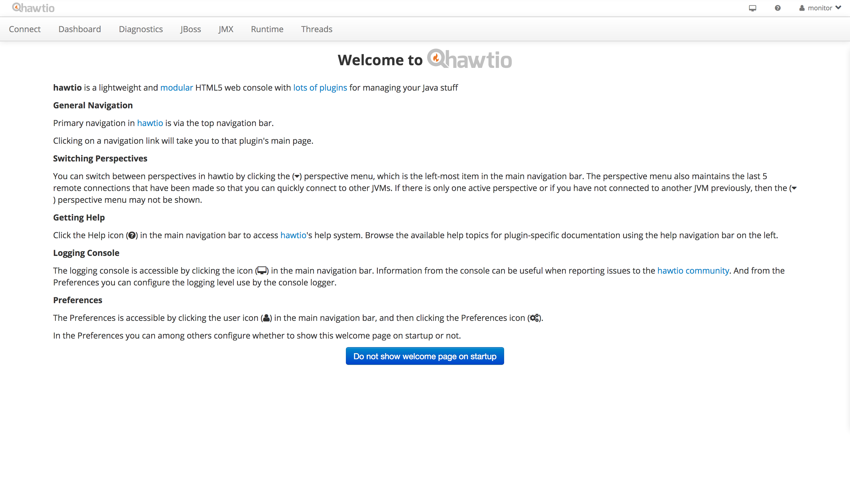 Hawtio Welcome