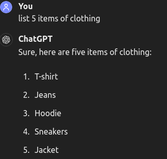 ChatGPT response