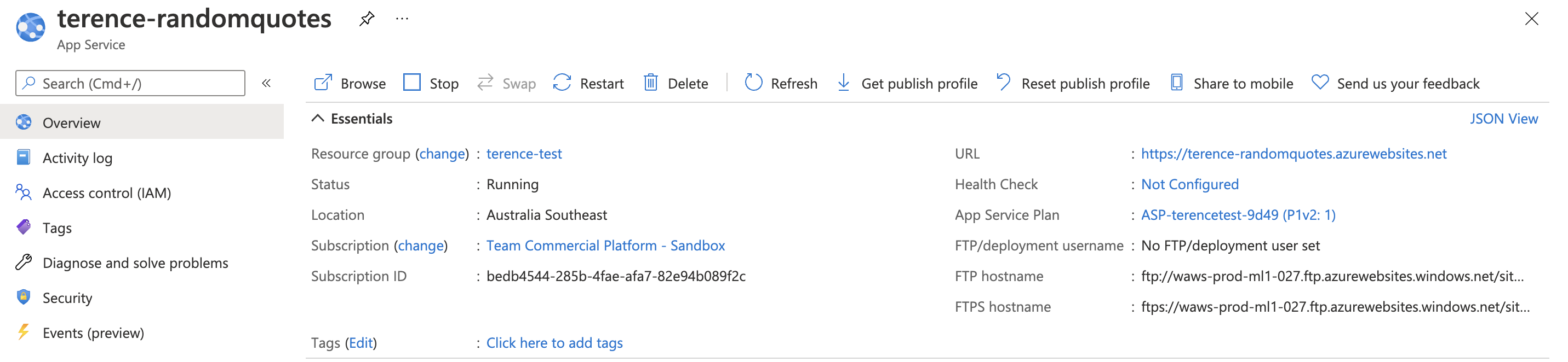 Azure Web App Home