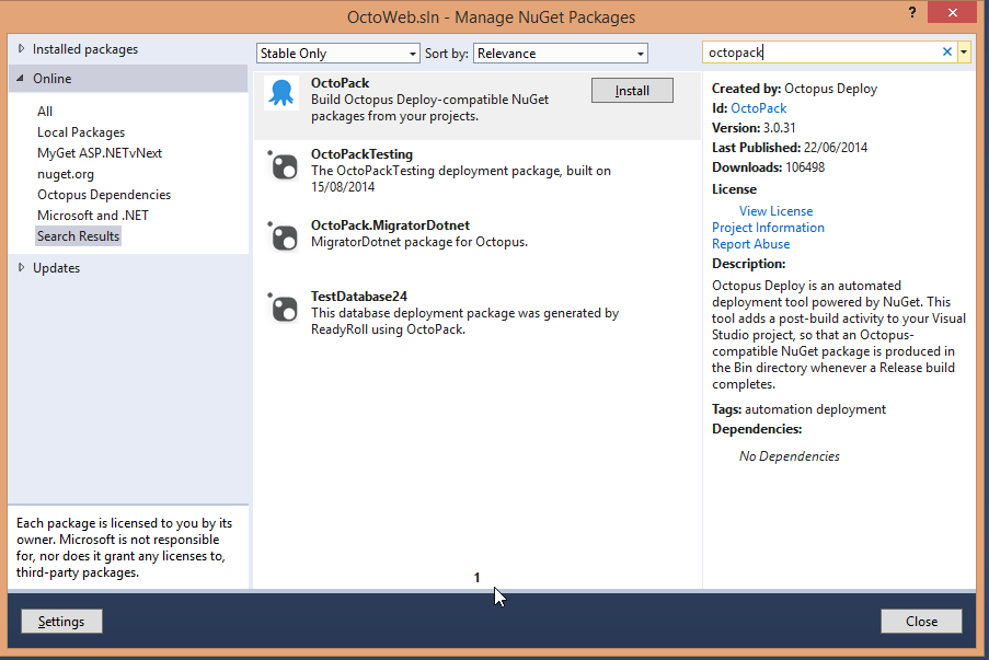 Install OctoPack