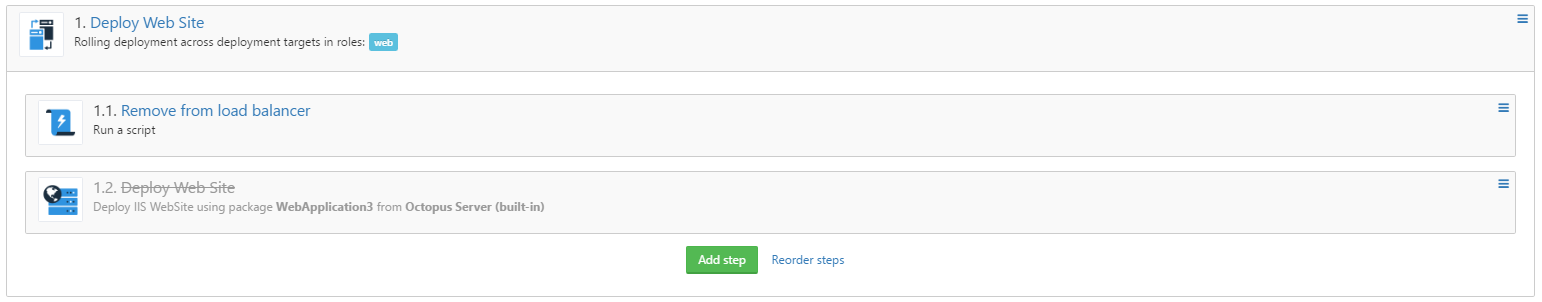 Disabled step in deployment process