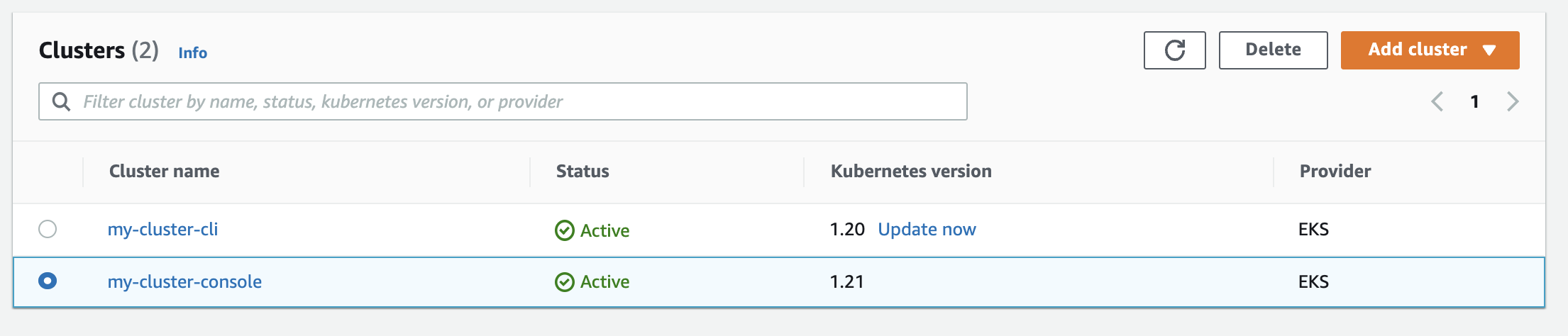 Delete cluster