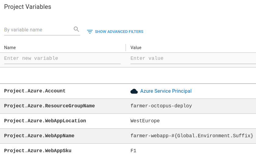Project variables