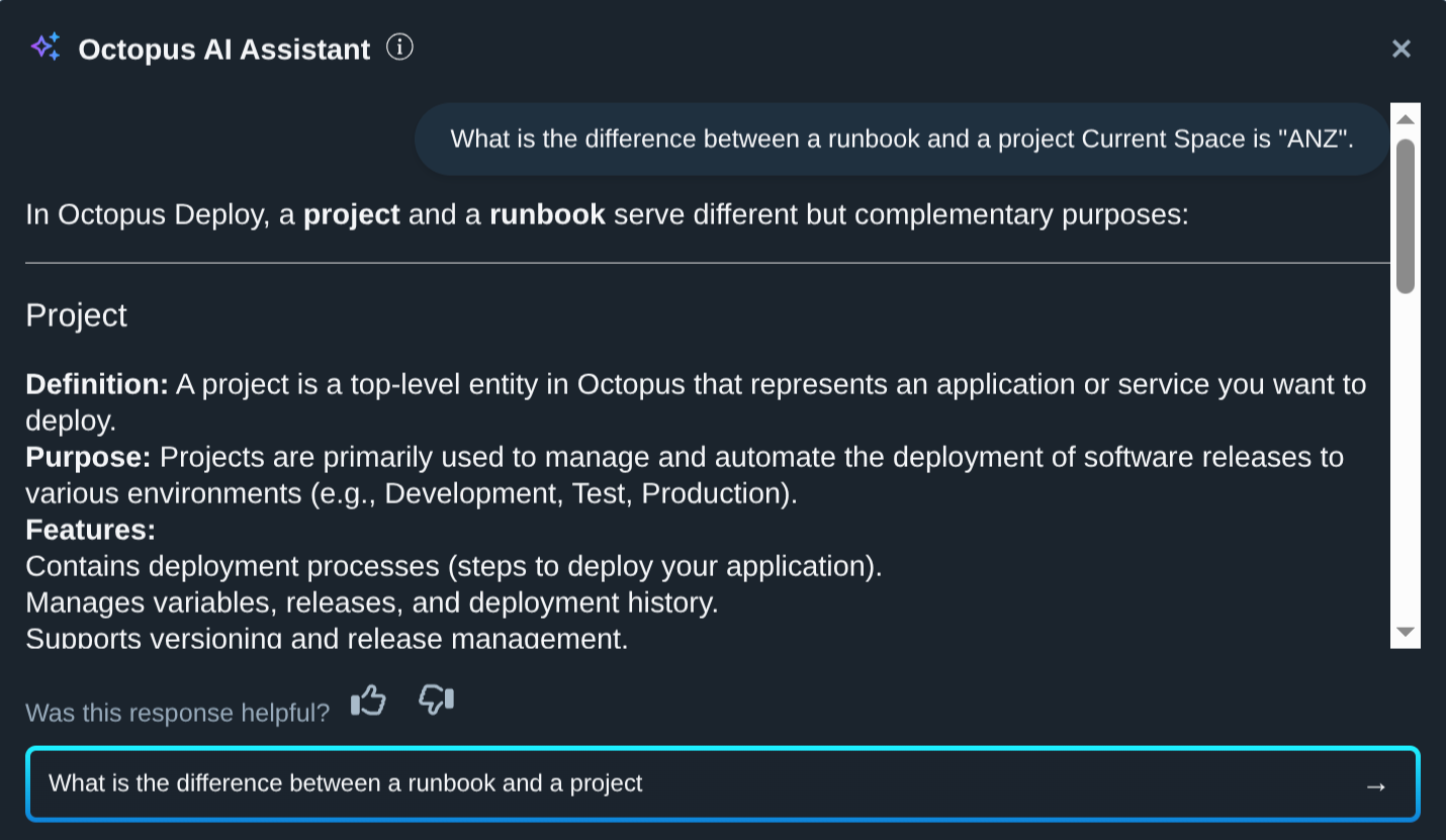 An example prompt showing a documentation search