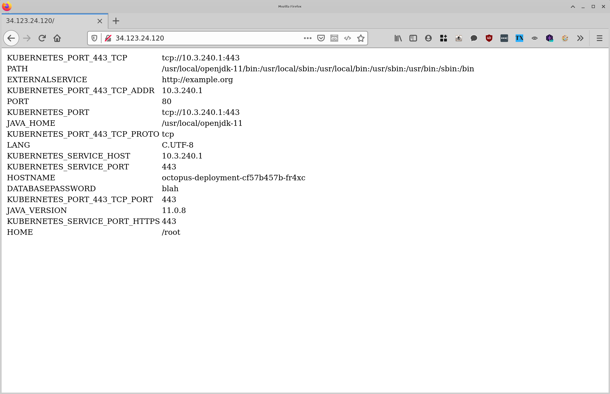 Sample app output