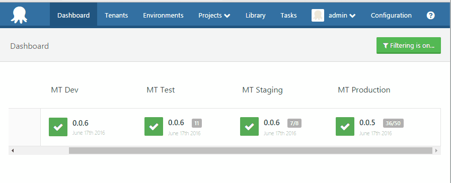 Octopus Deploy UI showing deployment progress