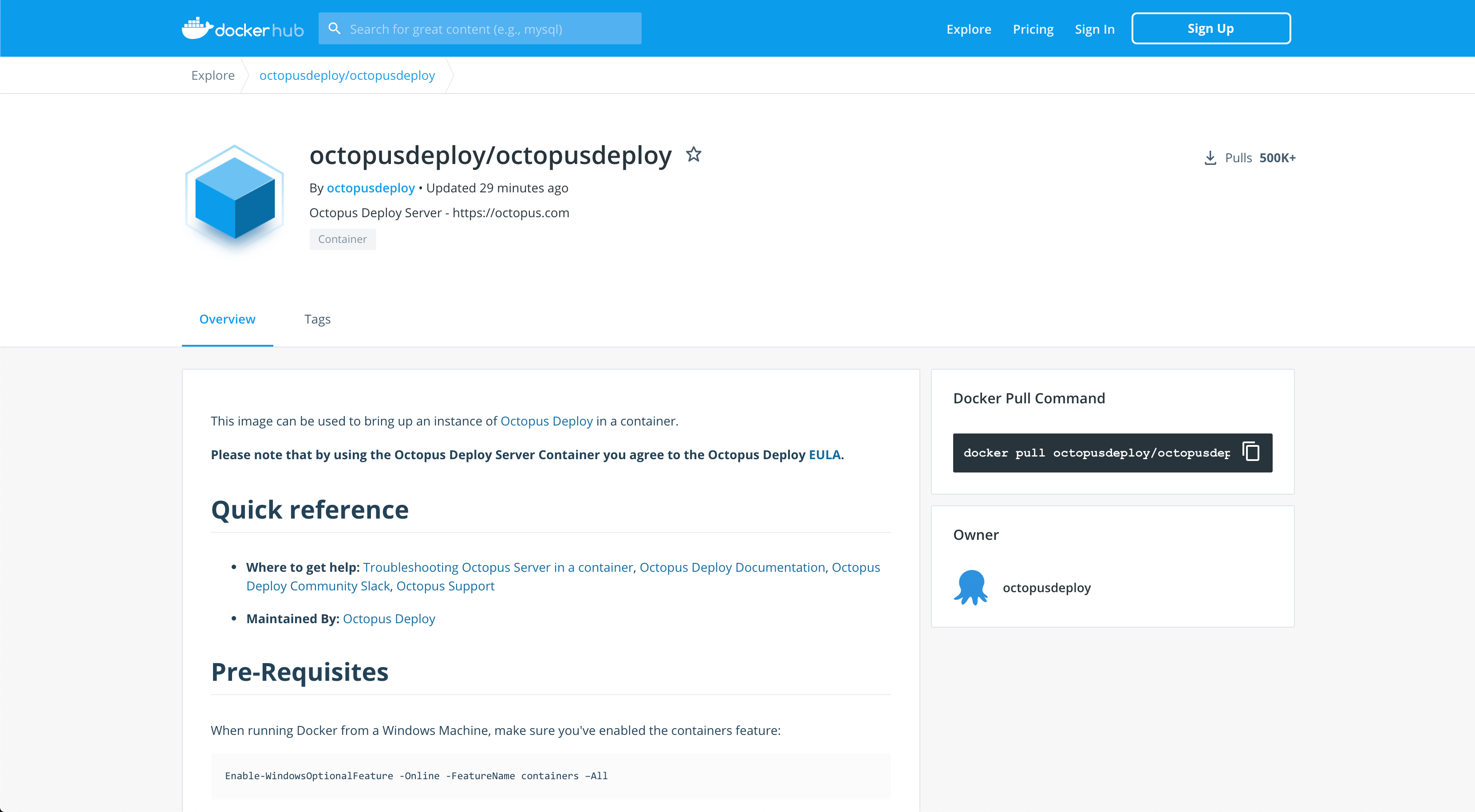 Octopus Linux Docker image