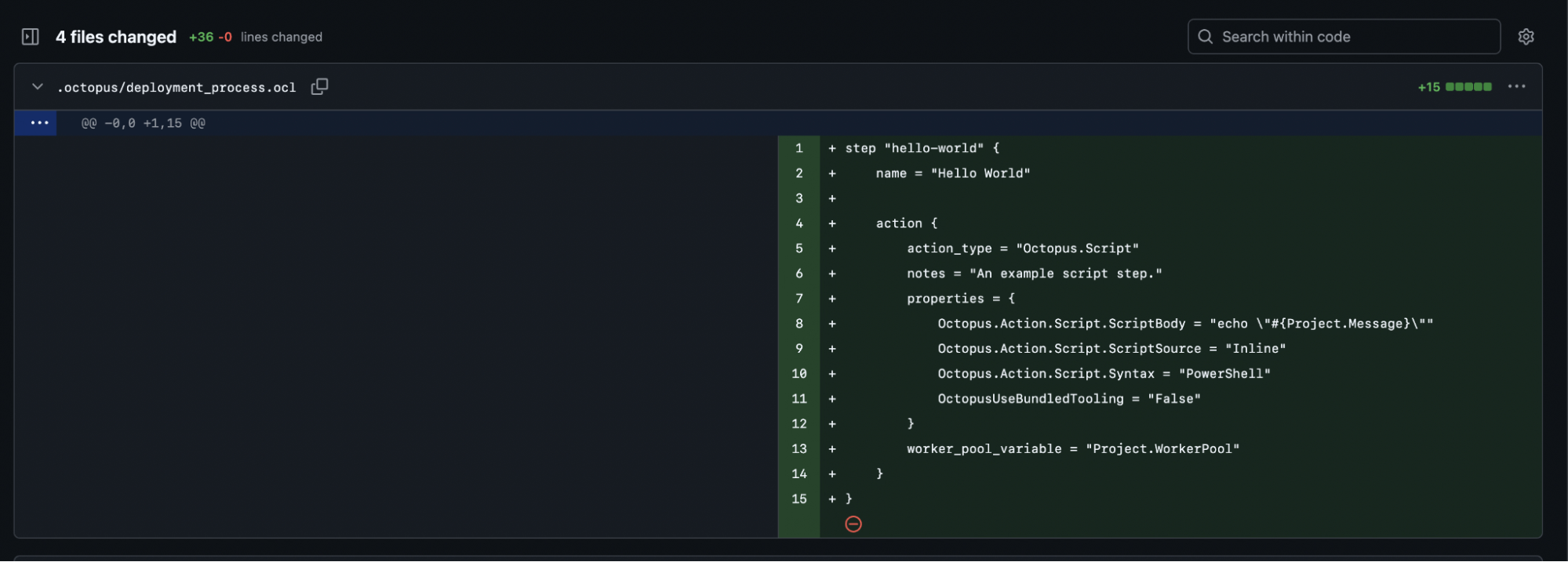 Visual image of the diffs