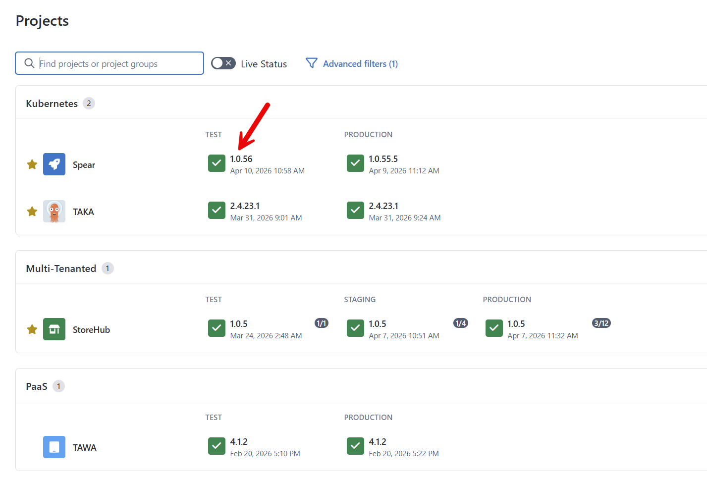 Dependency with a matching version in test but not production