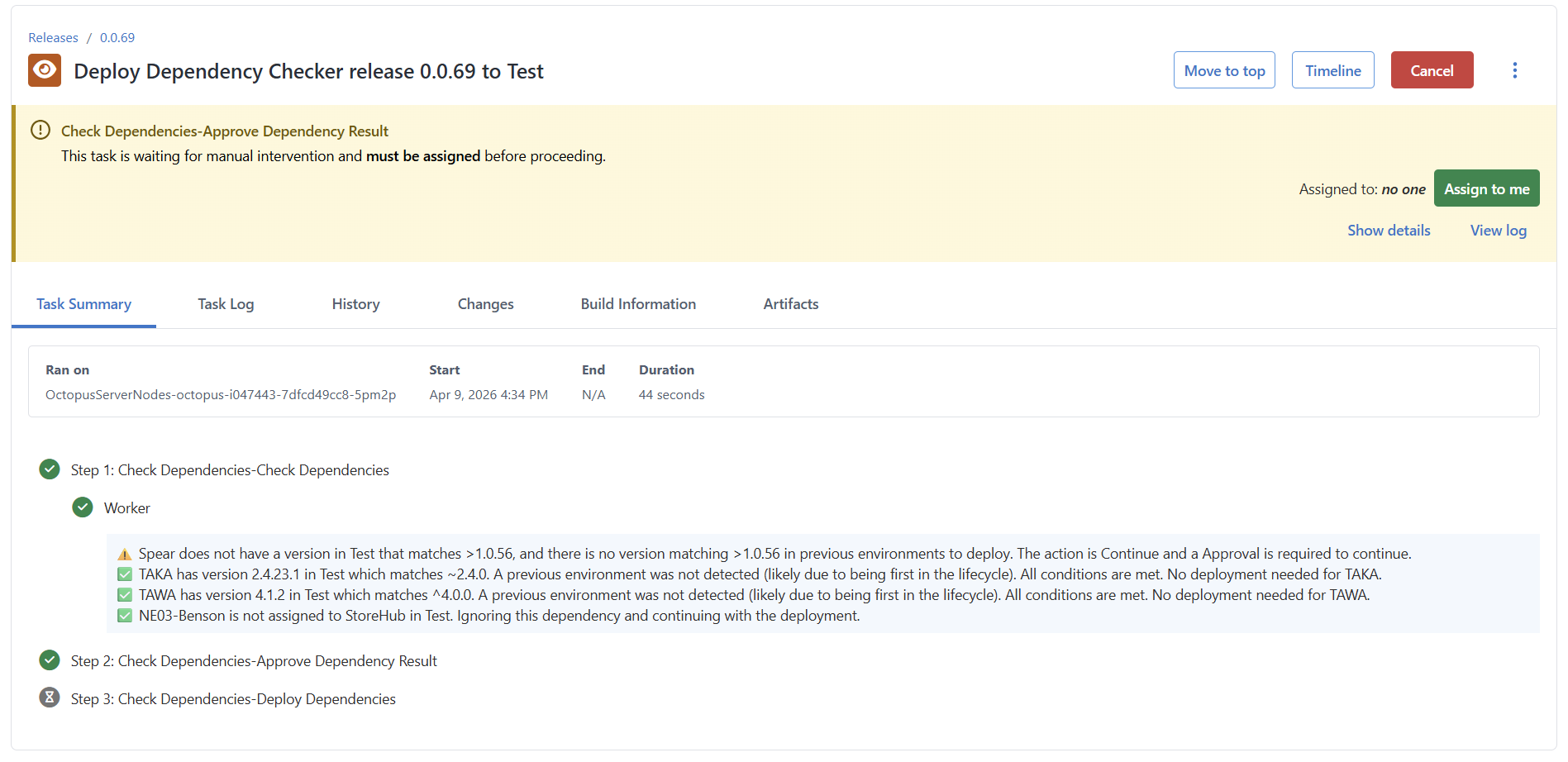 Dependency warning with approval