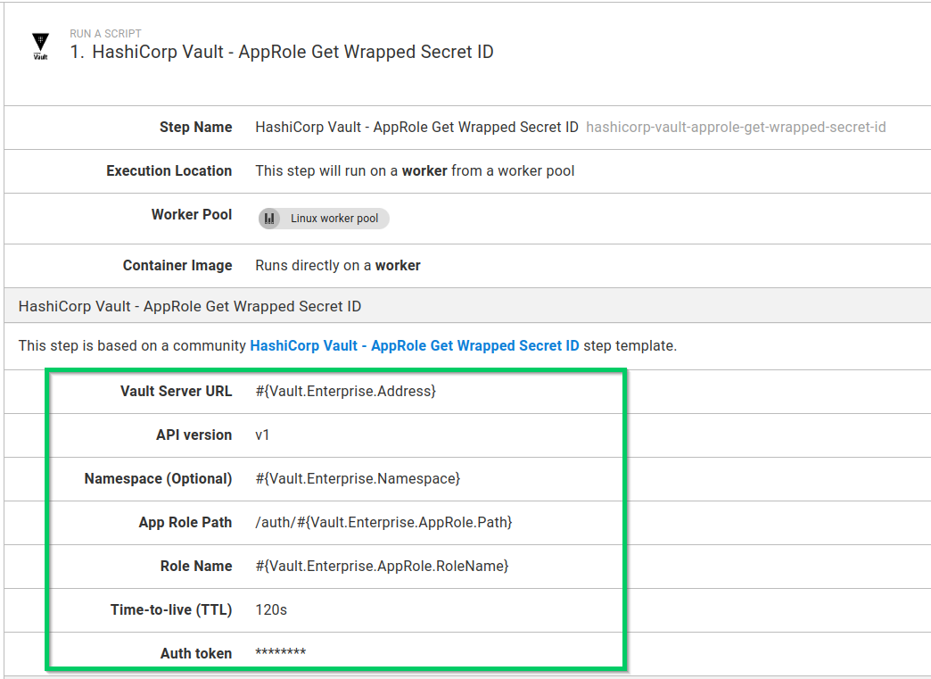 Vault Get Wrapped SecretID step used in a process