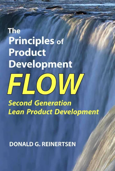 The Principles of Product Development Flow cover features a waterfall