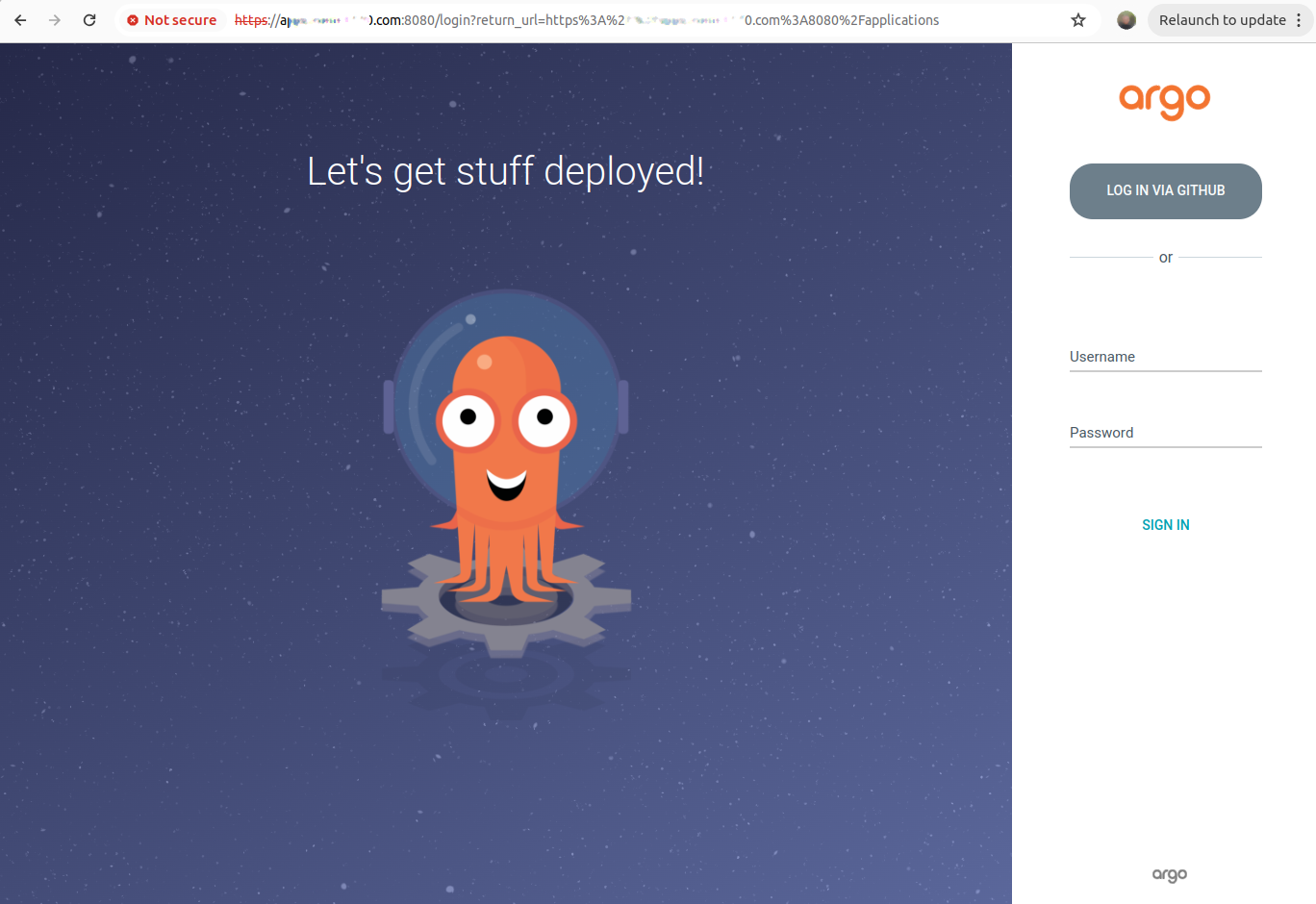 Login via Github in Argo ui
